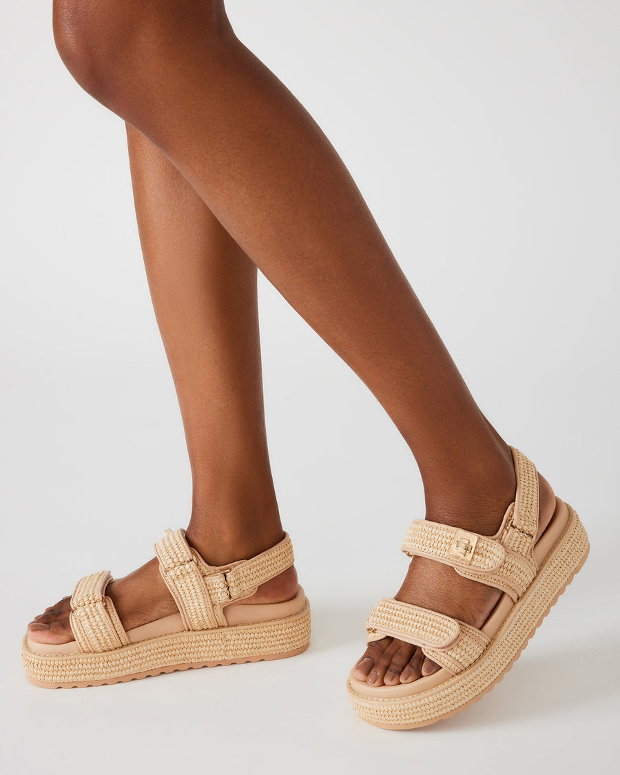 Steve Madden Bigmona Platform Sandal in Natural Raffia