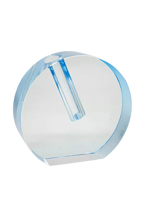 Tizo Blue Crystal Flat Round Vase Large