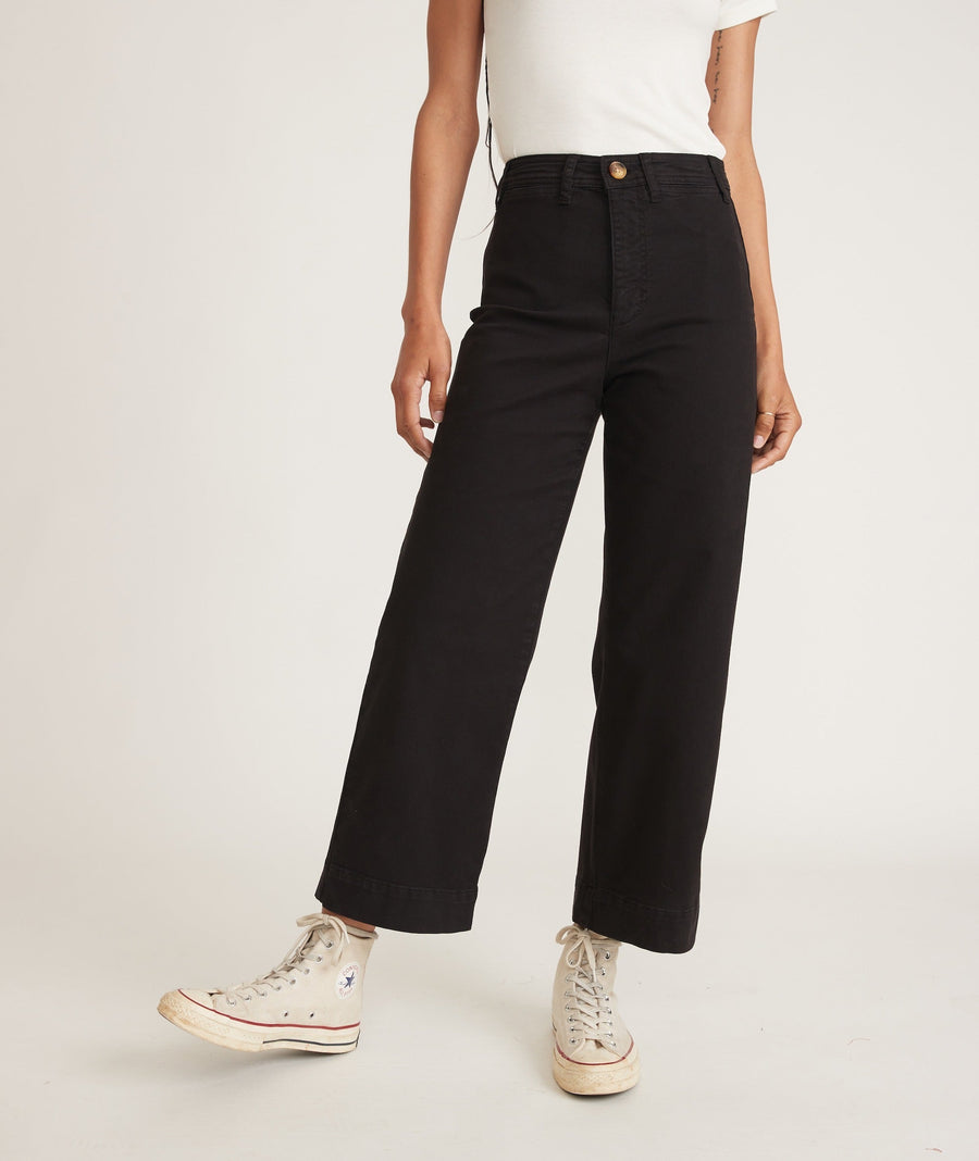 Marine Layer Bridget Slim Wide Leg Crop Pants in Black