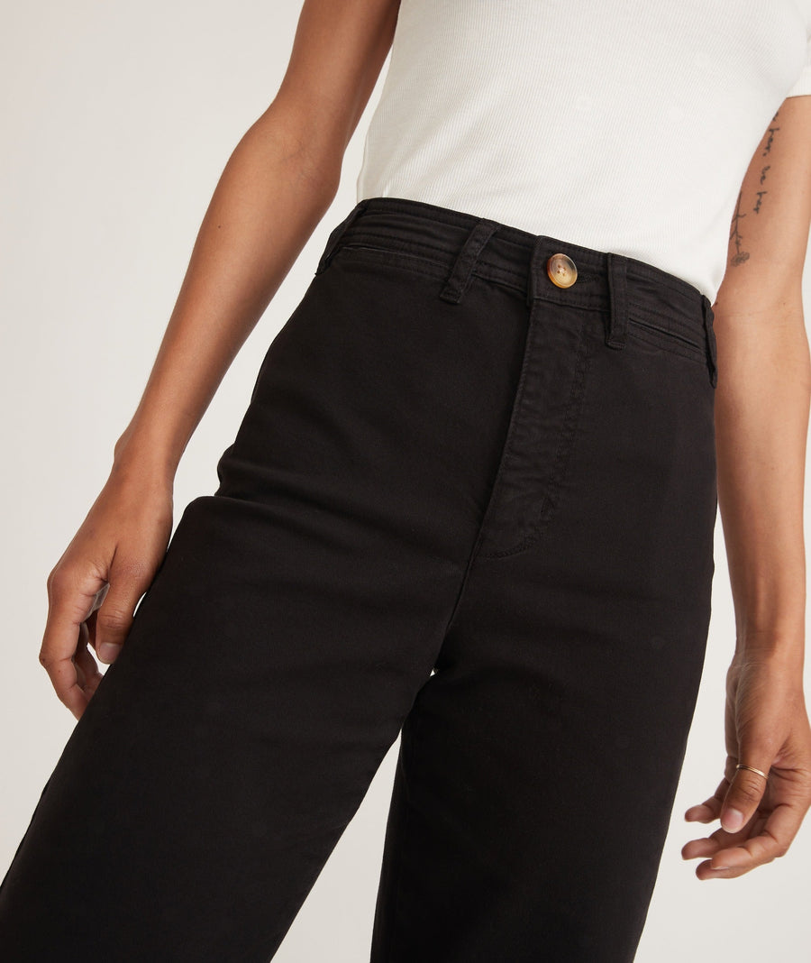 Marine Layer Bridget Slim Wide Leg Crop Pants in Black
