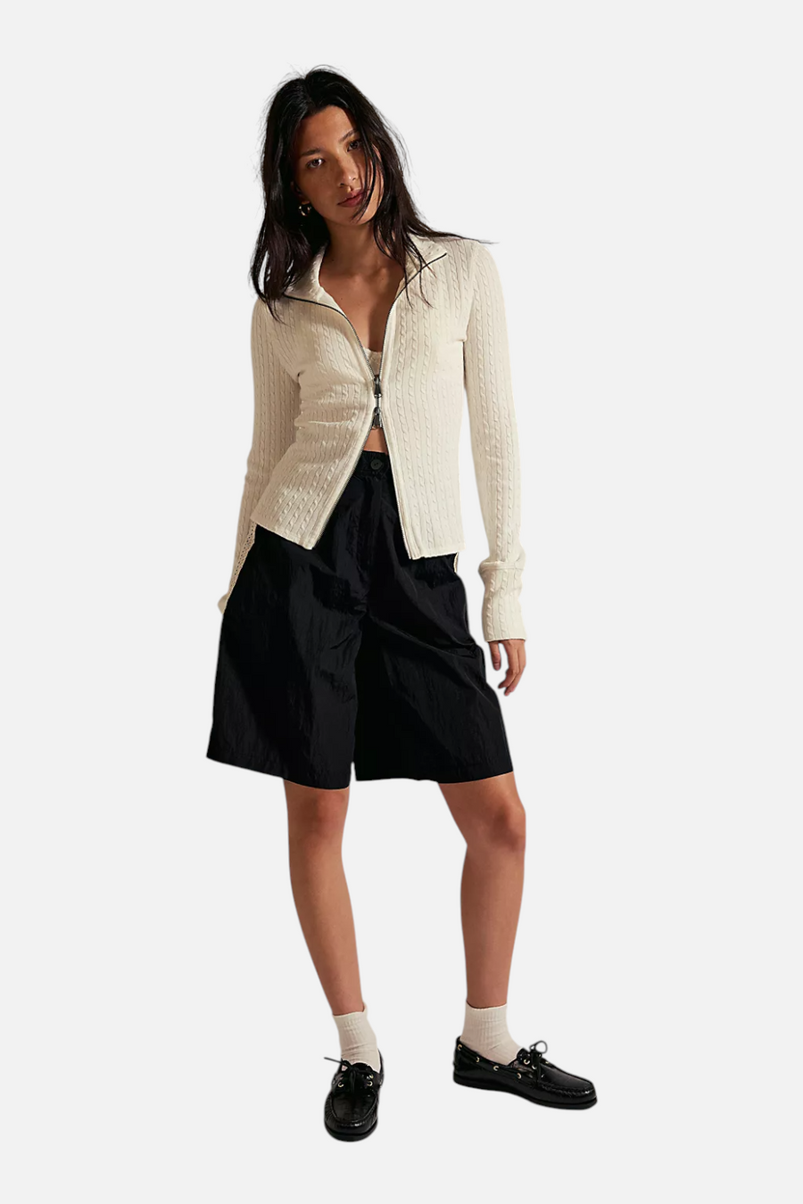 Free People Women's Brunch Girl Zip Up in Clean Ivory