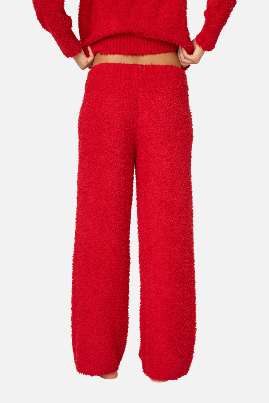 PJ Salvage Bundle Up Boucle Open Leg Pant in Samba Red