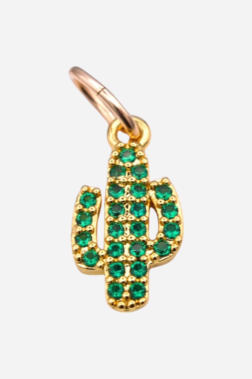 Farrah B Green Pave Cactus Charm