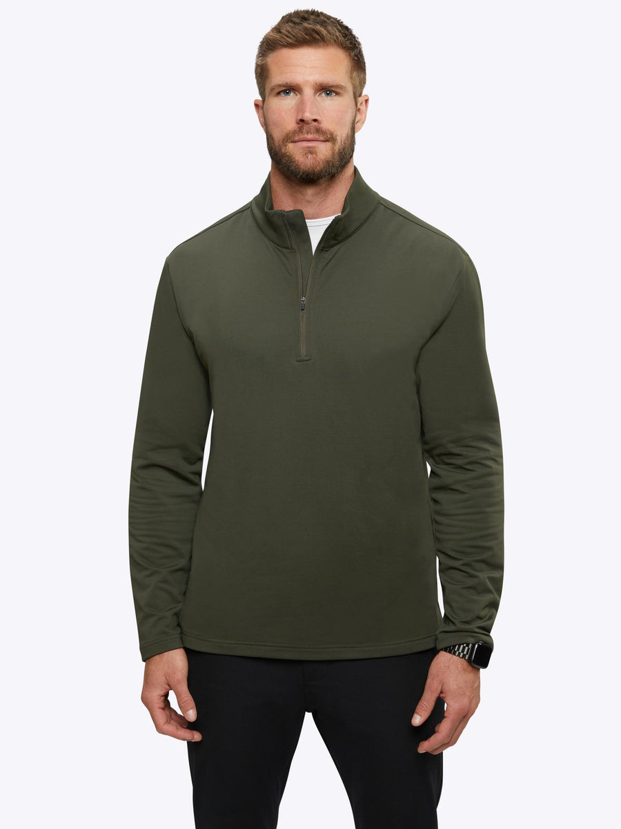 Cuts Clothing COZ Fleece Quarter Zip Sweater in Forest