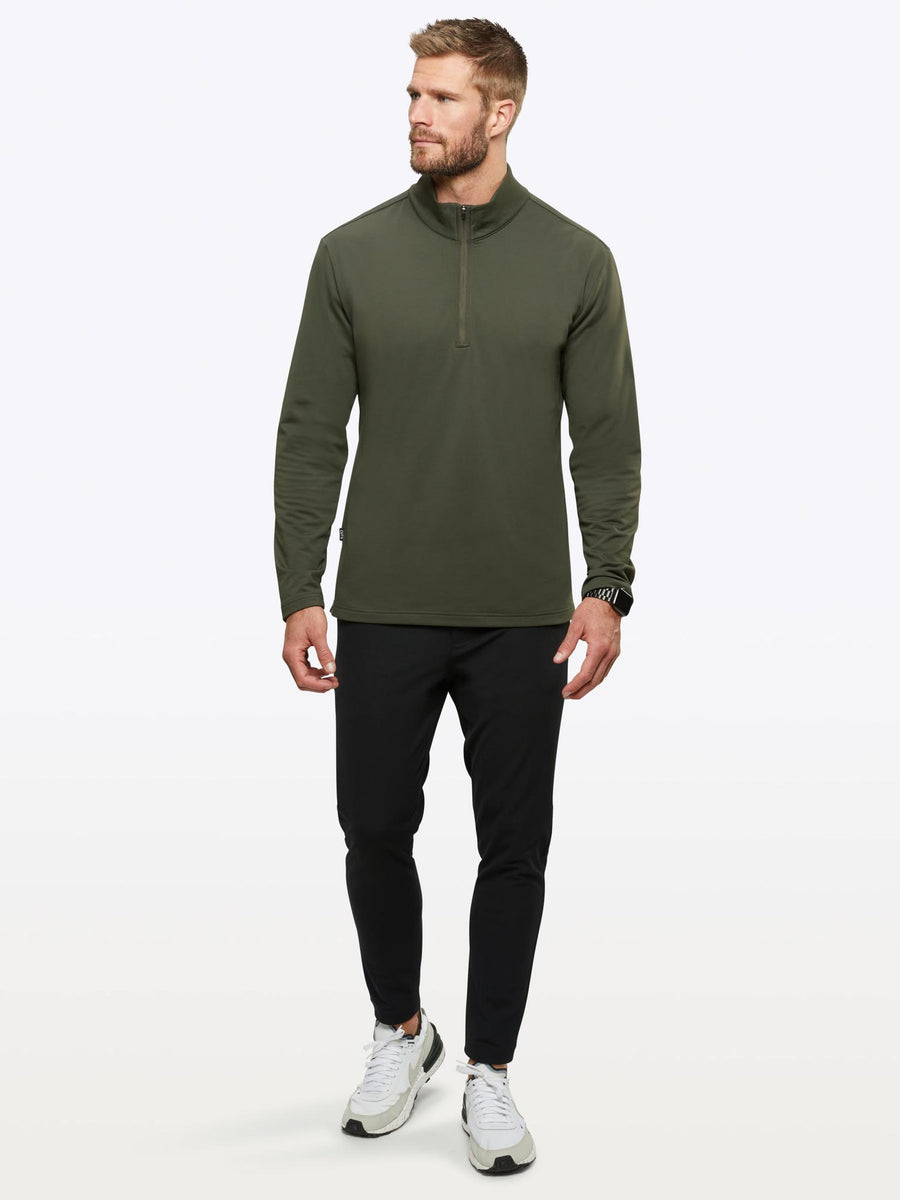 Cuts Clothing COZ Fleece Quarter Zip Sweater in Forest