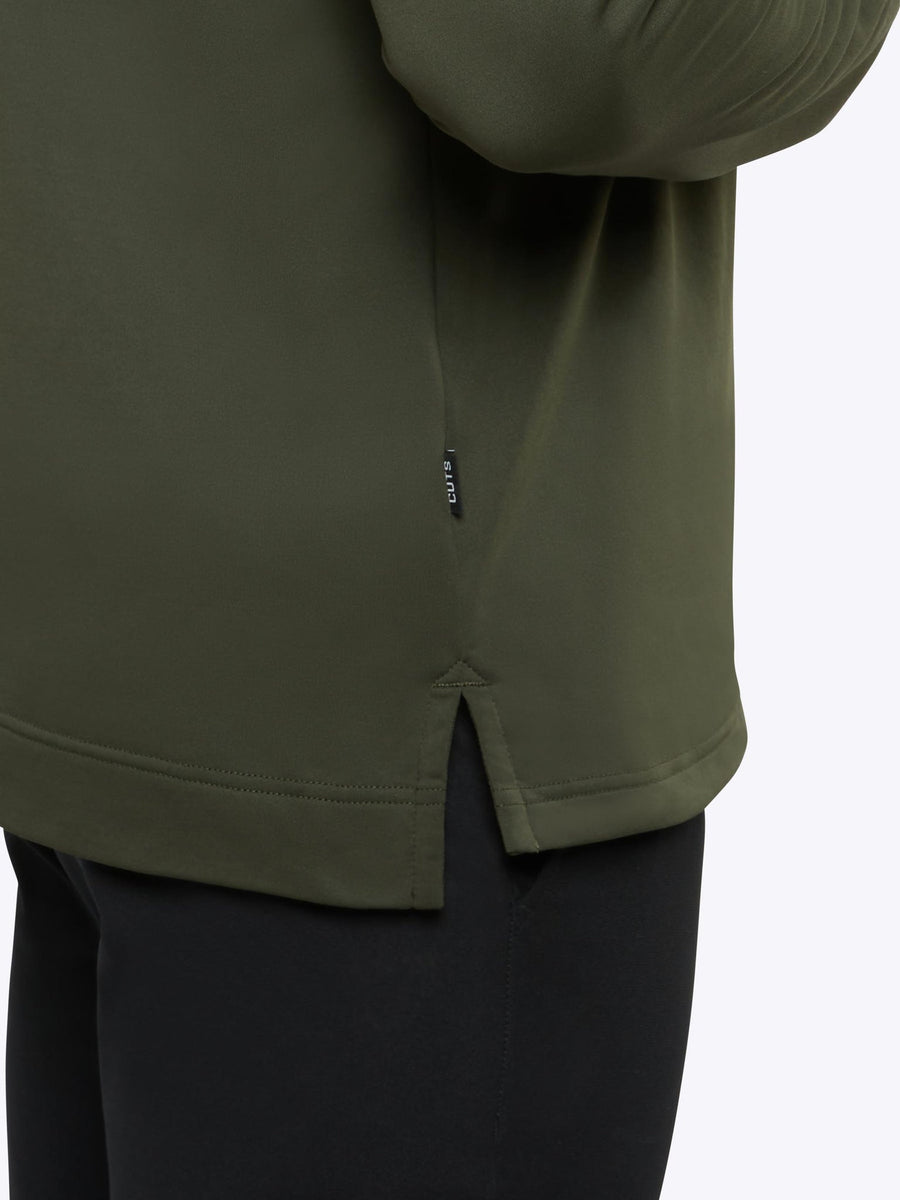Cuts Clothing COZ Fleece Quarter Zip Sweater in Forest