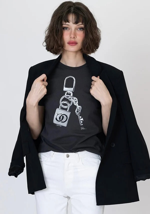 CPress Studio Lock N Key Mushie Tee in Black