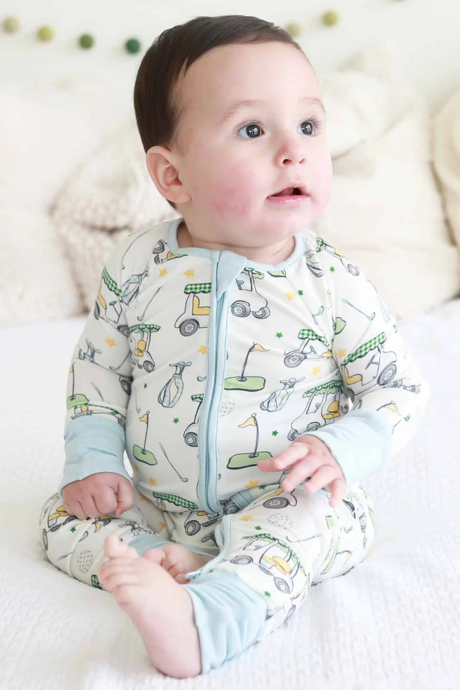 Caden Lane Country Club Cuties Convertible Bamboo Zip Romper