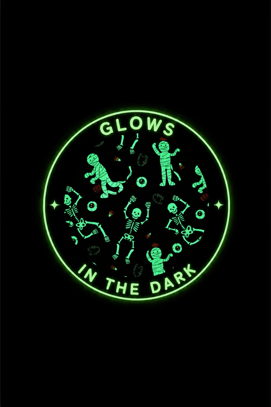 Caden Lane Halloween Glow-in-the-Dark Convertible Bamboo Zip Romper in Eye Want Candy