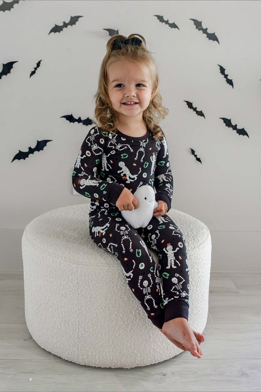 Caden Lane Halloween Glow-in-the-Dark Two-Piece Bamboo Pajama Set in Eye Want Candy
