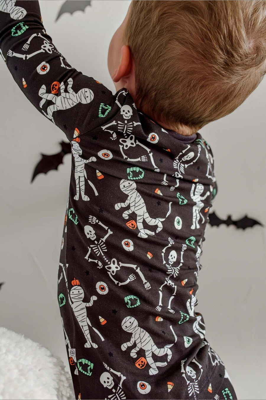 Caden Lane Halloween Glow-in-the-Dark Two-Piece Bamboo Pajama Set in Eye Want Candy