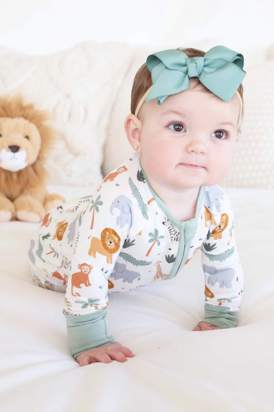 Caden Lane Safari Snuggle Convertible Zip Romper