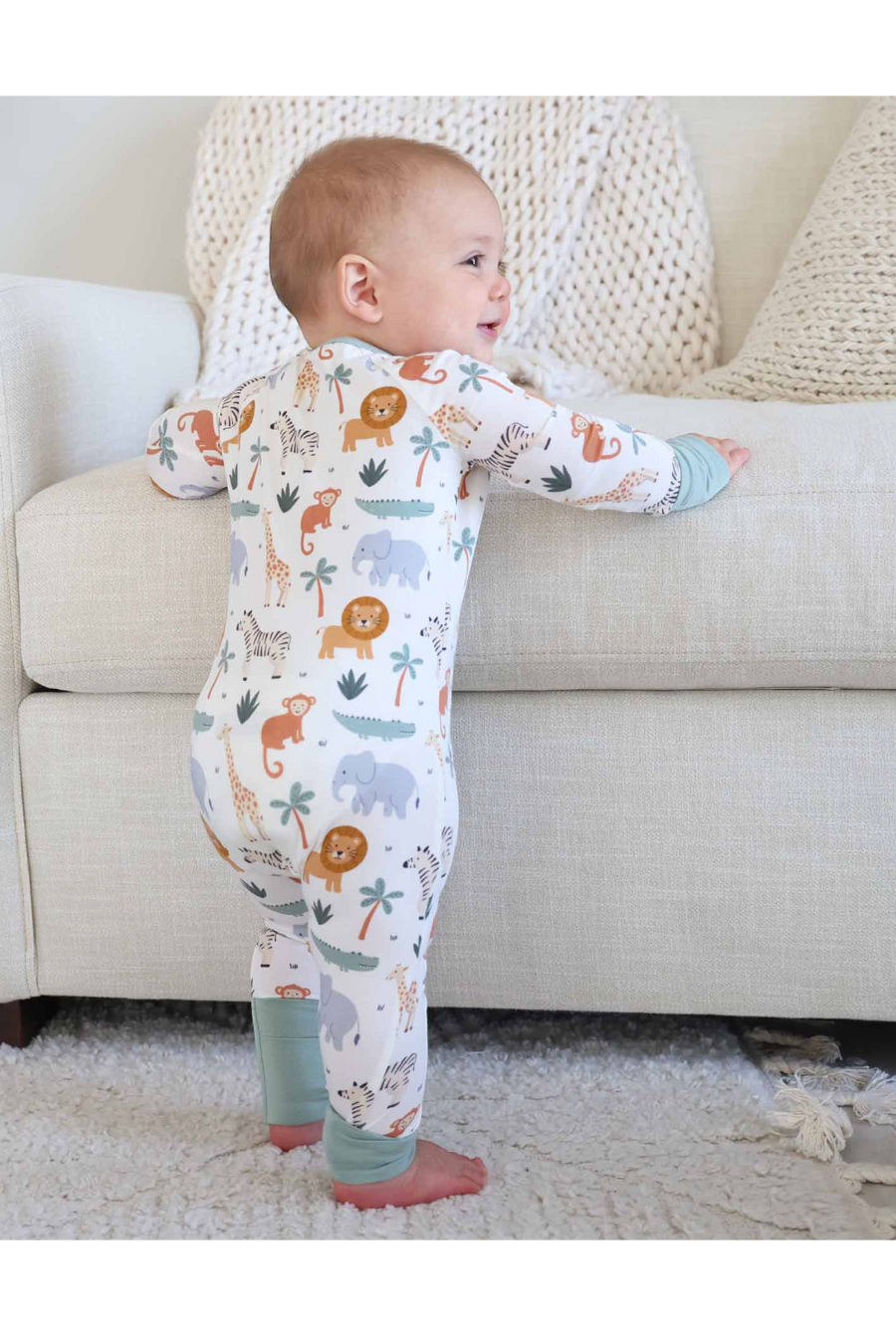 Caden Lane Safari Snuggle Convertible Zip Romper