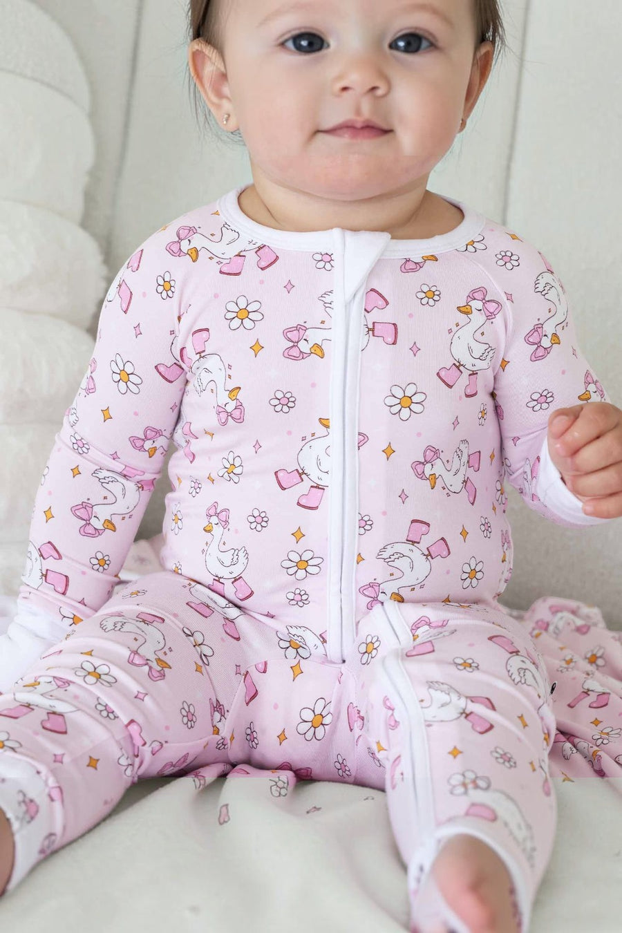 Caden Lane Silly Goose Convertible Zip Romper in Pink