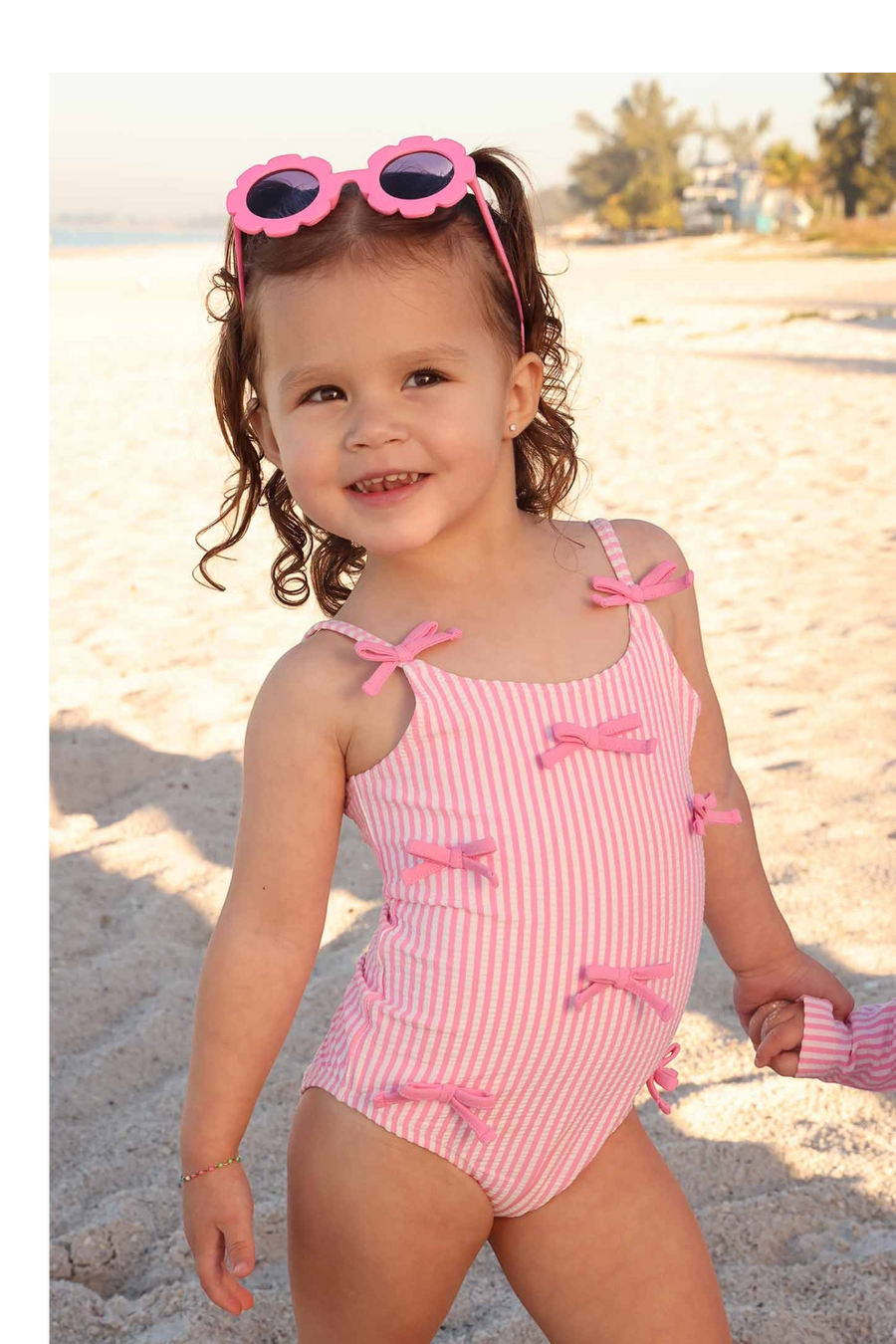 Caden Lane Tiny Bows Pink One Piece Swimsuit