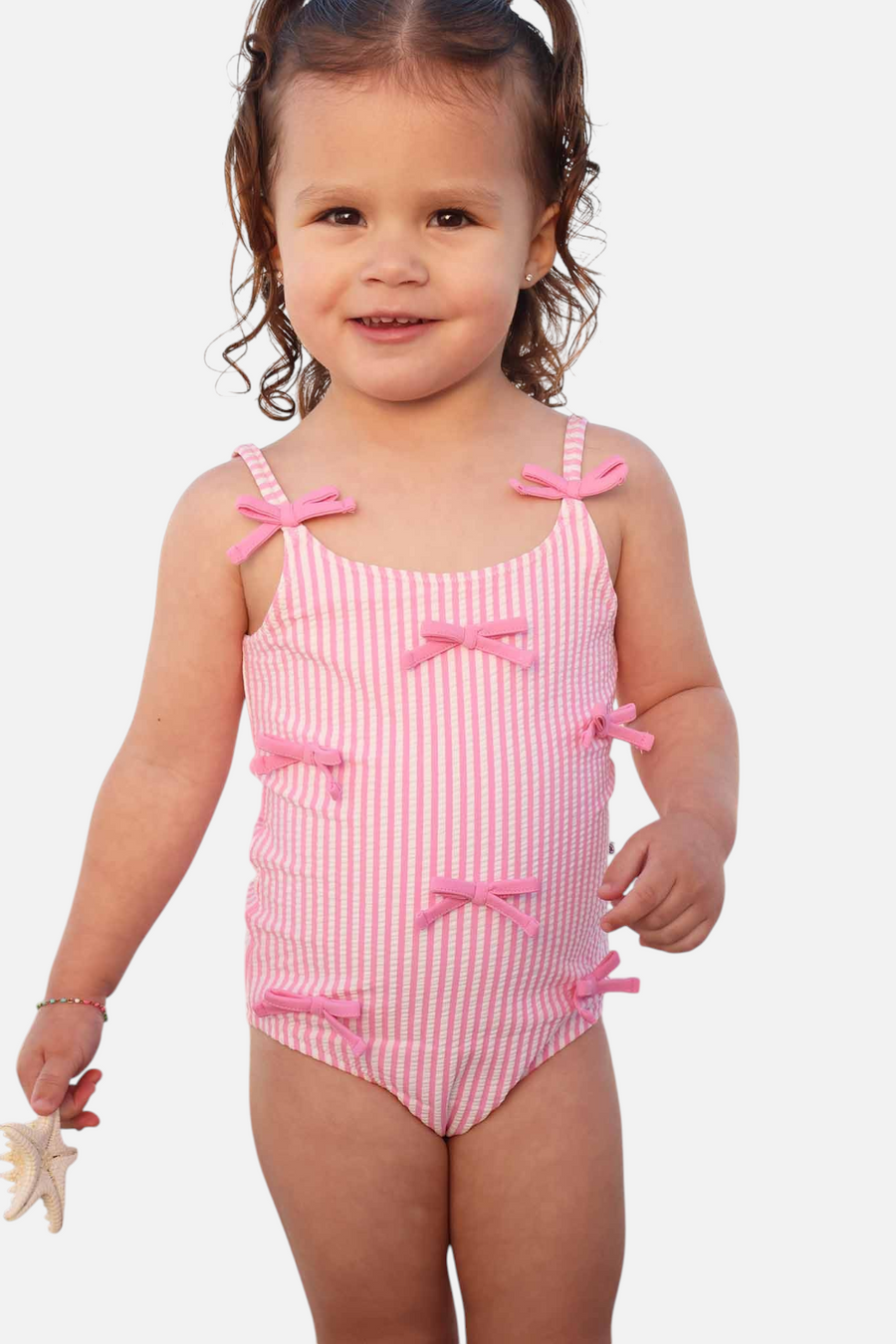 Caden Lane Tiny Bows Pink One Piece Swimsuit