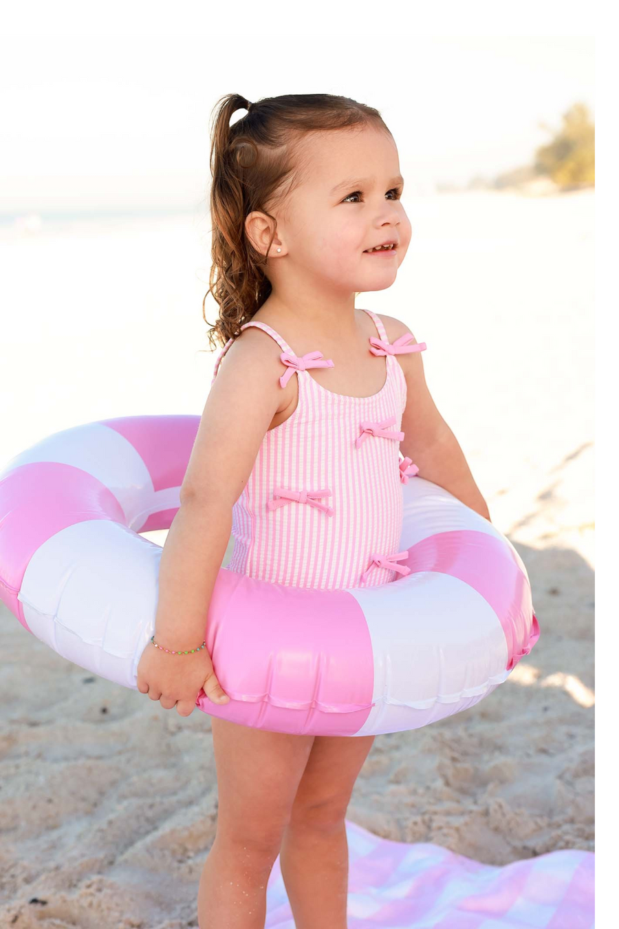 Caden Lane Tiny Bows Pink One Piece Swimsuit