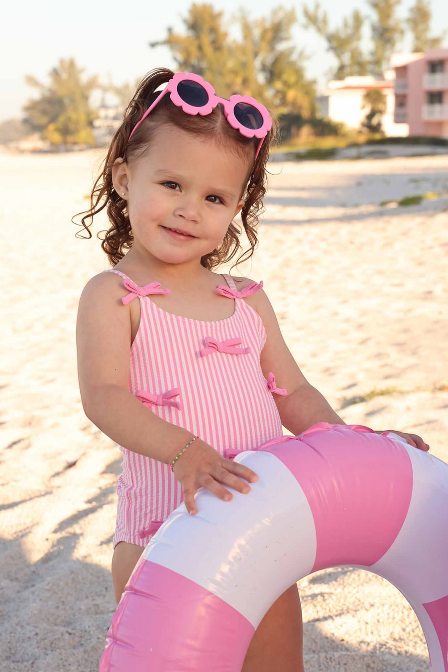 Caden Lane Tiny Bows Pink One Piece Swimsuit