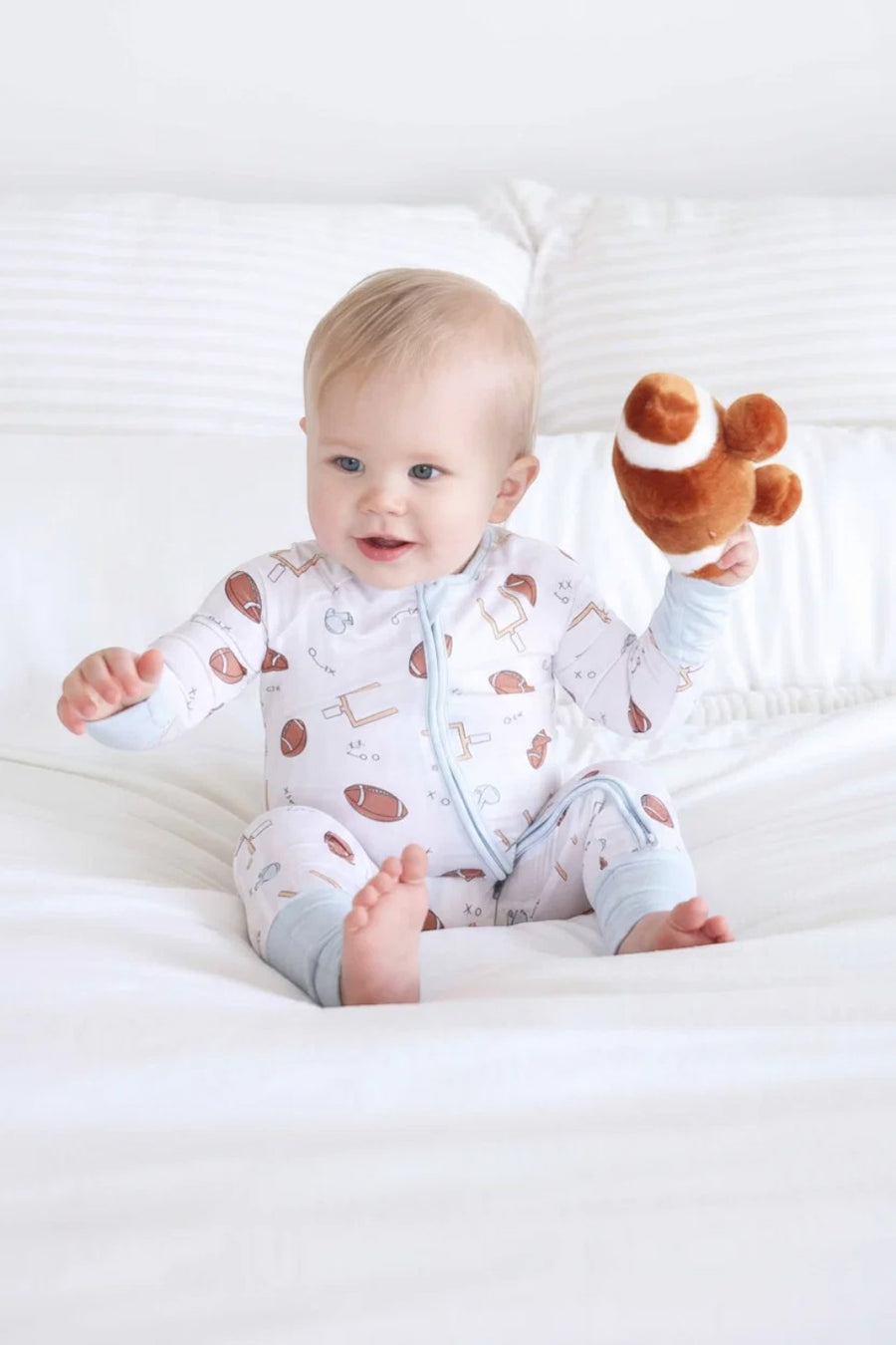 Caden Lane Tiny Touchdowns Convertible Zip Romper