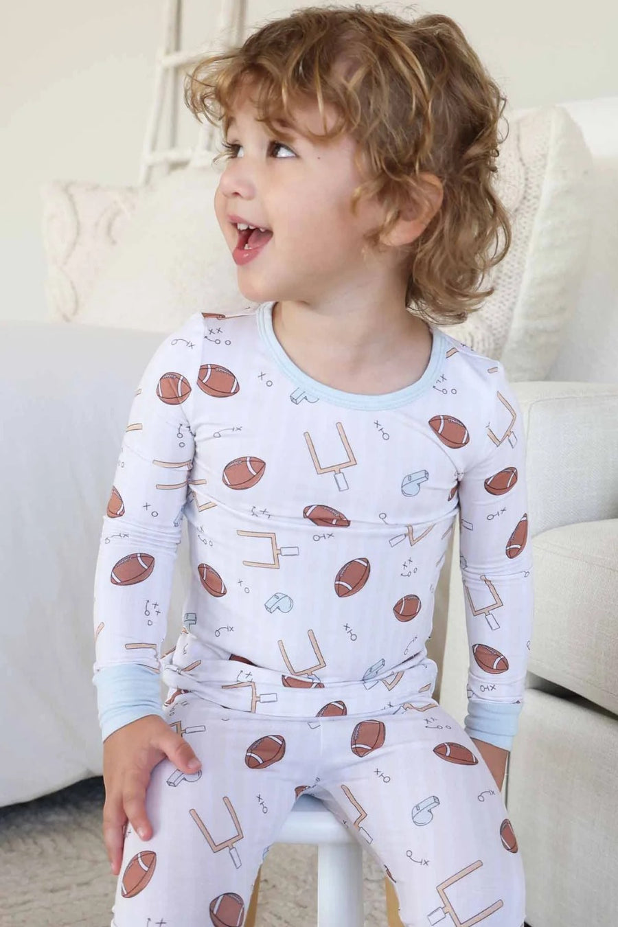 Caden Lane Tiny Touchdowns Two-Piece Pajama Set
