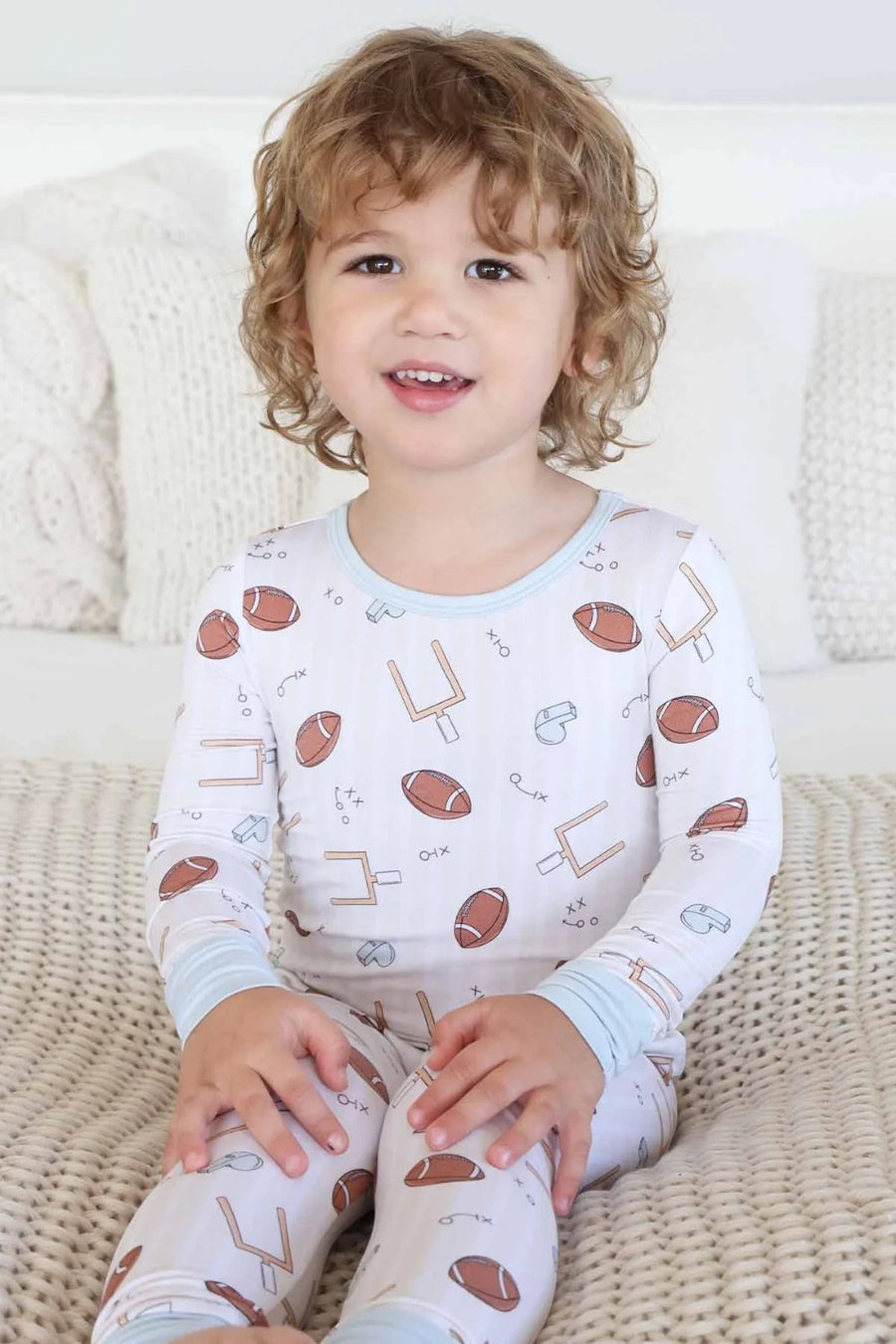 Caden Lane Tiny Touchdowns Two-Piece Pajama Set
