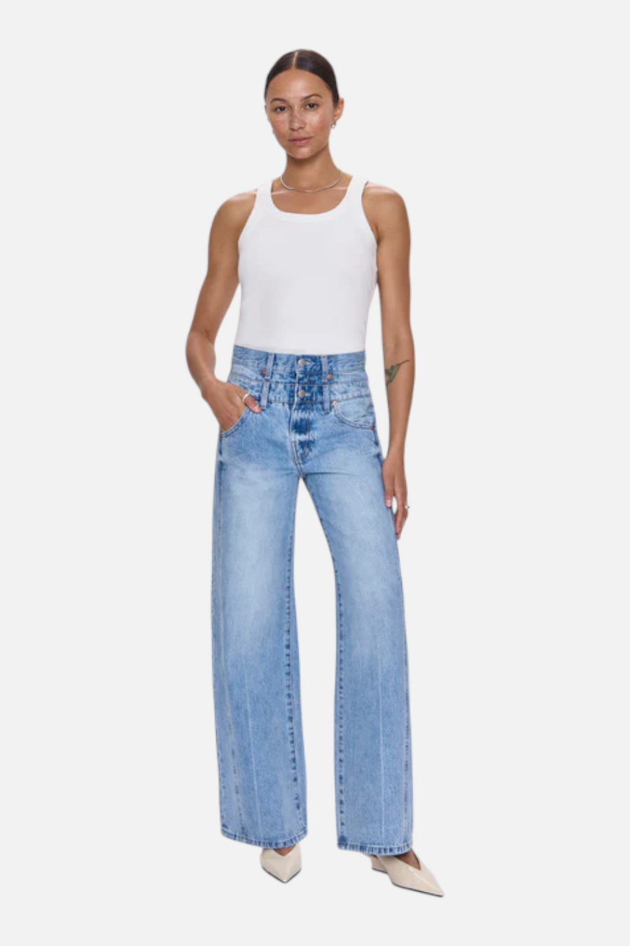 Pistola Women's Caleb High Rise Stacked Waist Jean in Era