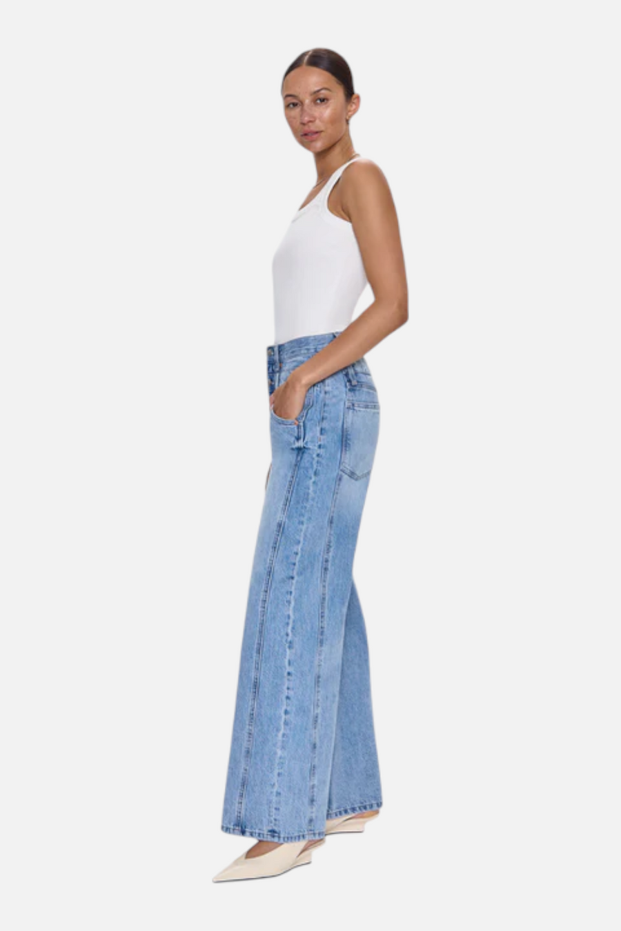 Pistola Women's Caleb High Rise Stacked Waist Jean in Era