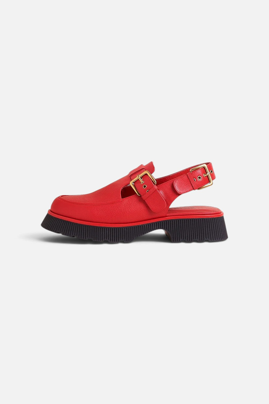 Charlotte Stone Aubrey Slingback Loafer in Begonia red leather