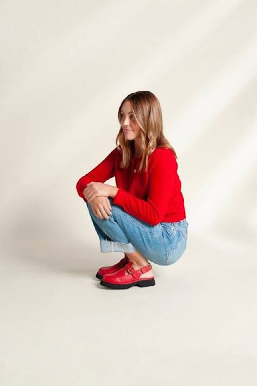 Charlotte Stone Aubrey Slingback Loafer in Begonia red leather, alternate view 2