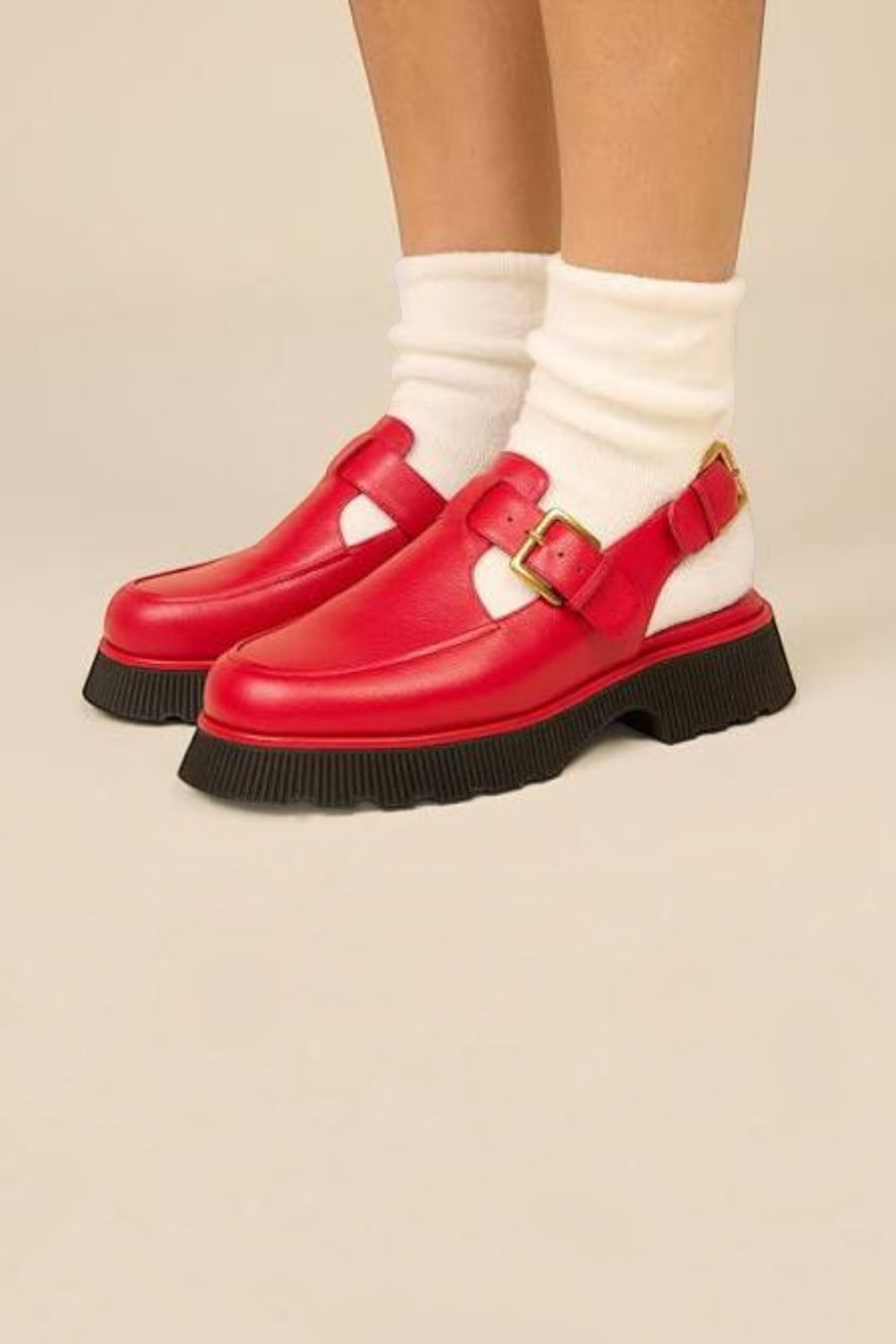 Charlotte Stone Aubrey Slingback Loafer in Begonia red leather, alternate view 3