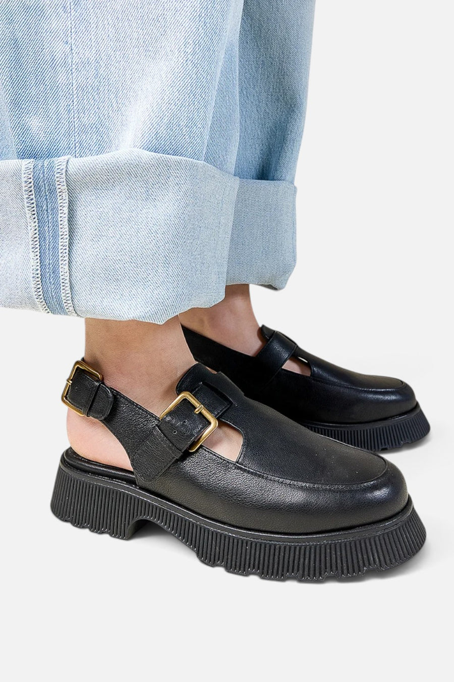Charlotte Stone Aubrey Slingback Loafer in black leather, alternate view 4