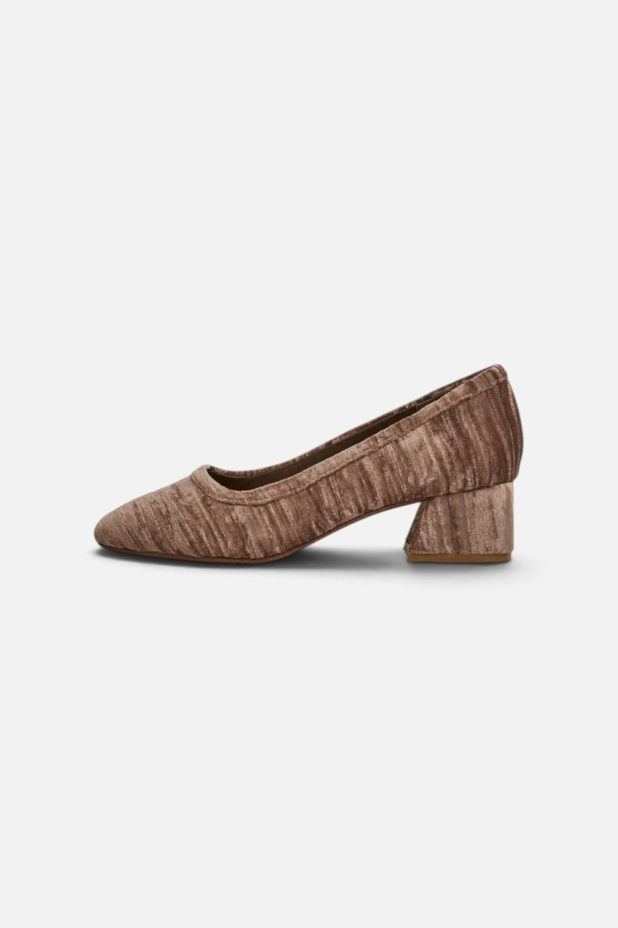 Charlotte Stone Poppie Heel in Fog light tan velvet, alternate view 2