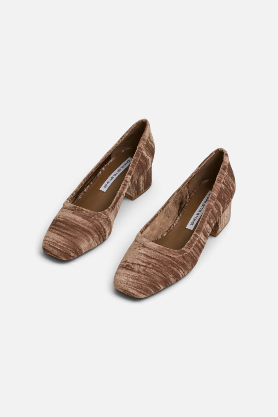 Charlotte Stone Poppie Heel in Fog light tan velvet
