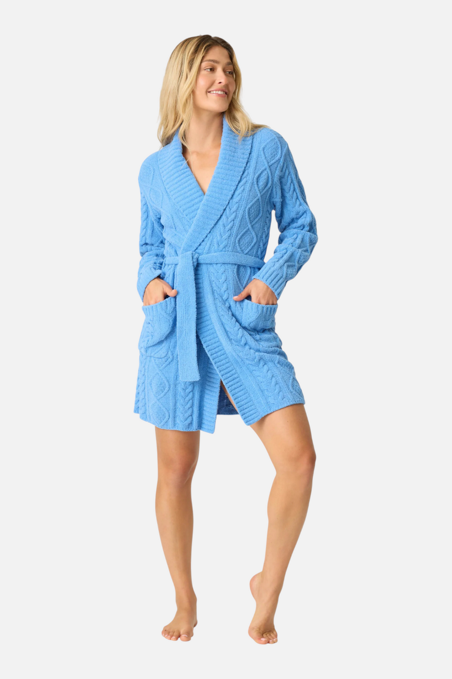 PJ Salvage Chenille Cable Knit Robe in Sea