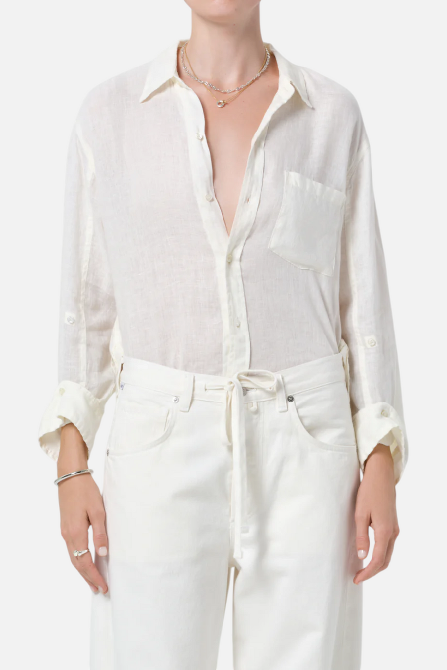 Citizens of Humanity Kayla Shrunken Linen Shirt in Vanilla