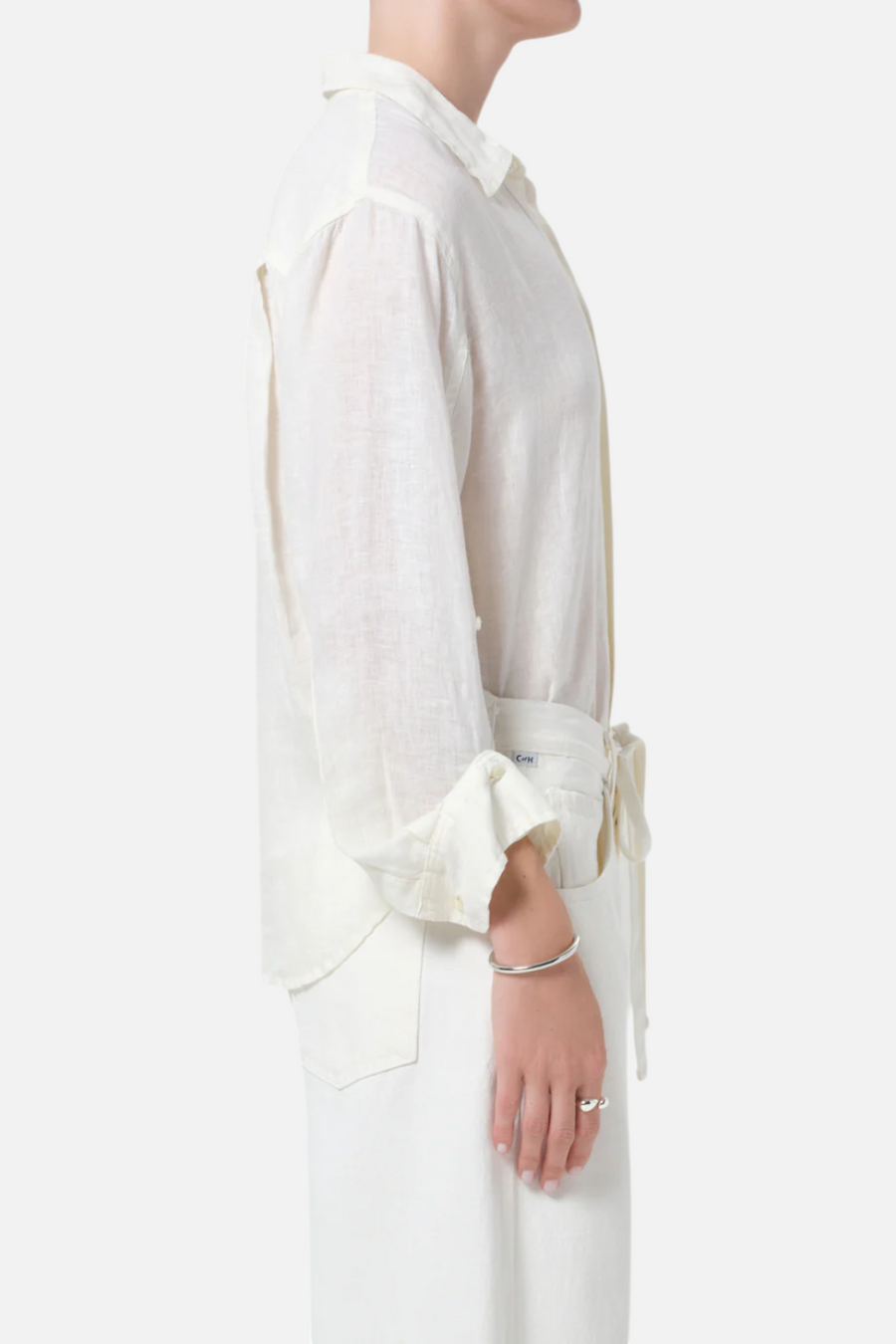 Citizens of Humanity Kayla Shrunken Linen Shirt in Vanilla
