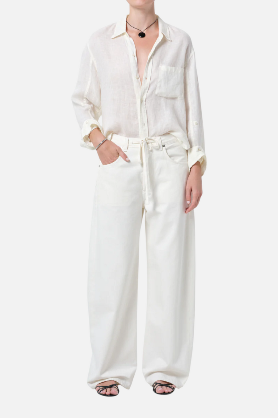 Citizens of Humanity Kayla Shrunken Linen Shirt in Vanilla