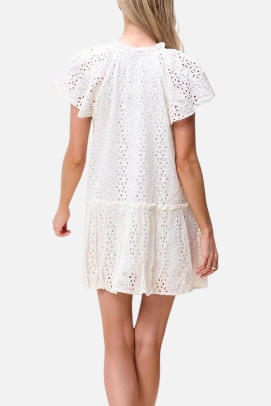 Cleobella Lydia Organic Cotton Eyelet Mini Dress in Ivory
