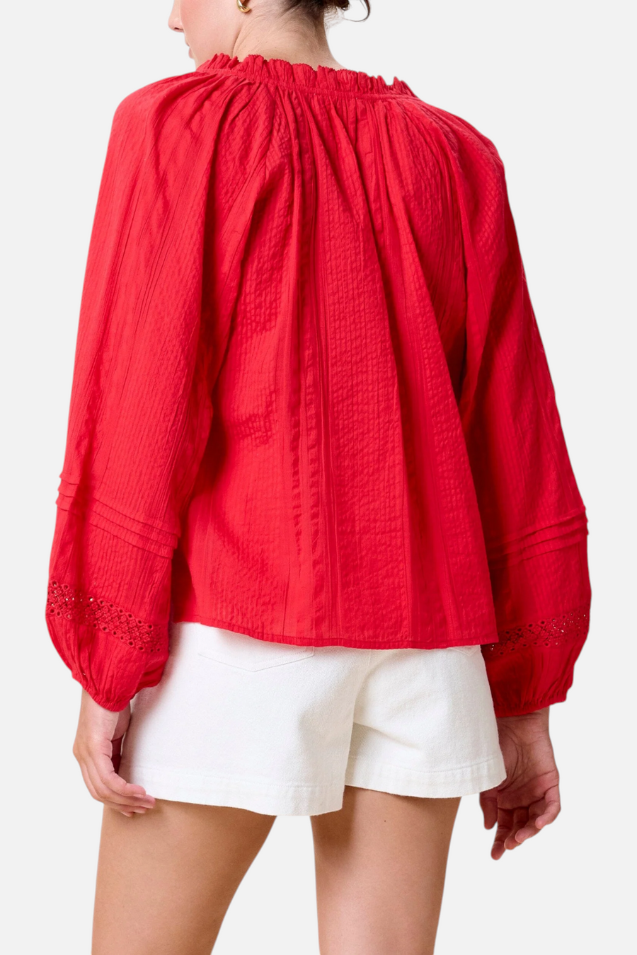 Cleobella Organic Cotton Seersucker Alicia Blouse in Goji Berry