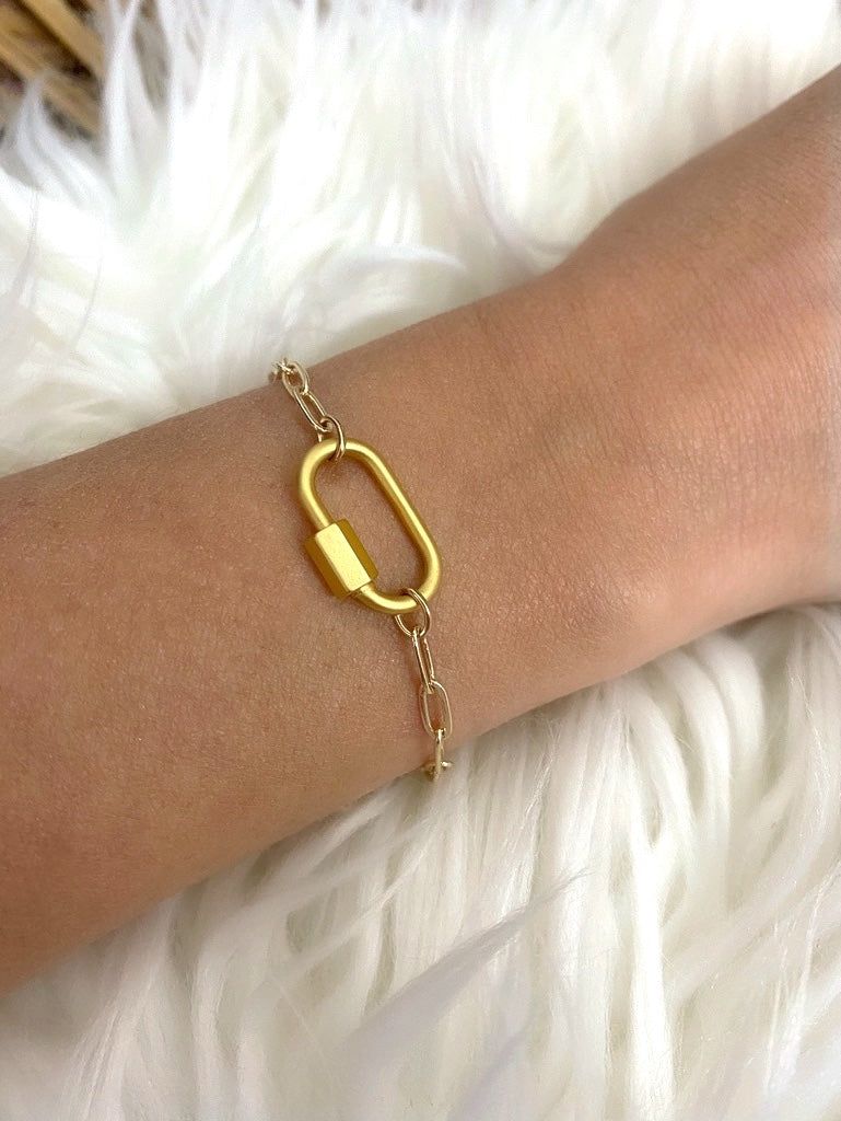 Farrah B Clingy Carabiner Bracelet in Gold