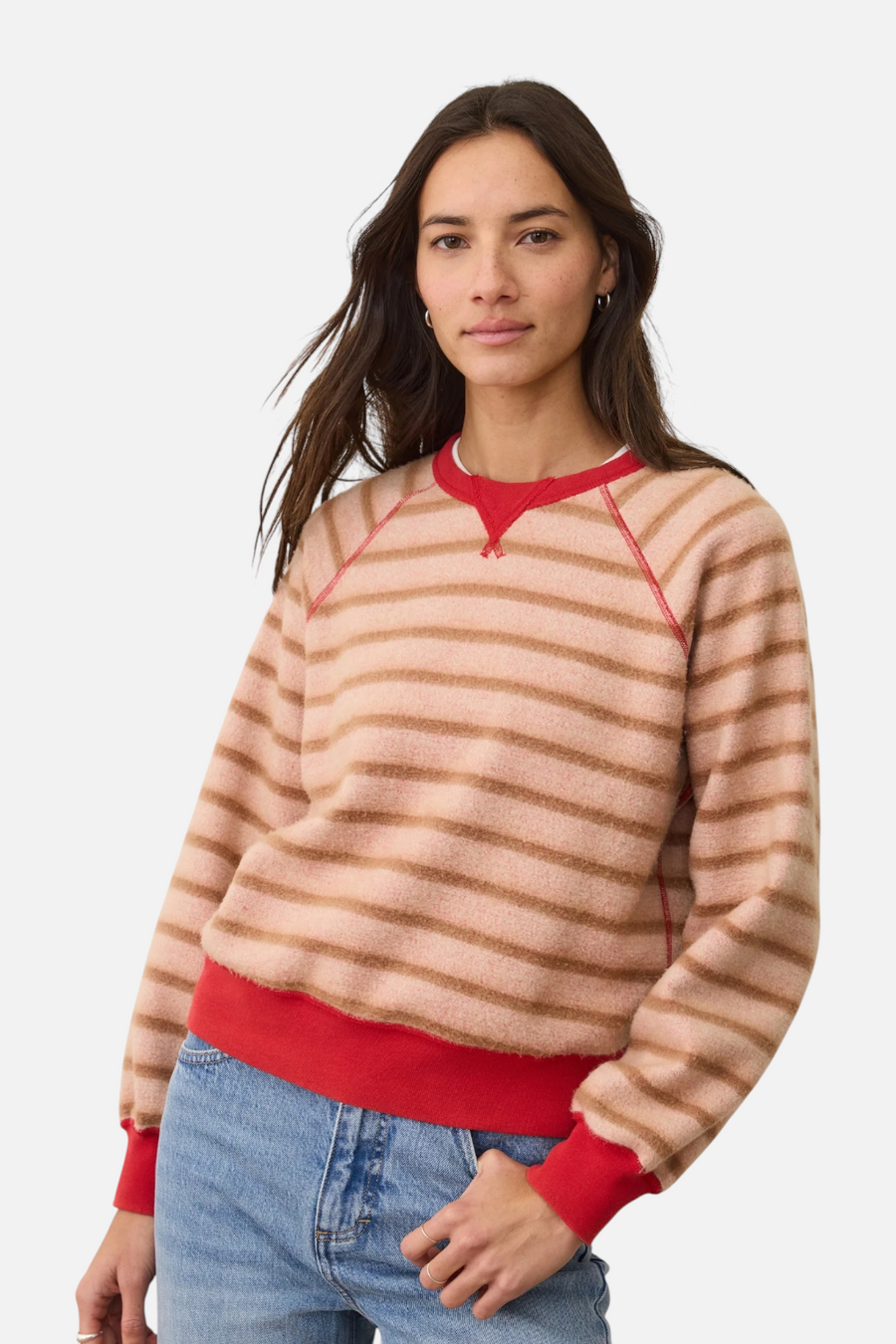 Marine Layer Cloud 9 Fleece Reversible Crewneck in Cherry Red