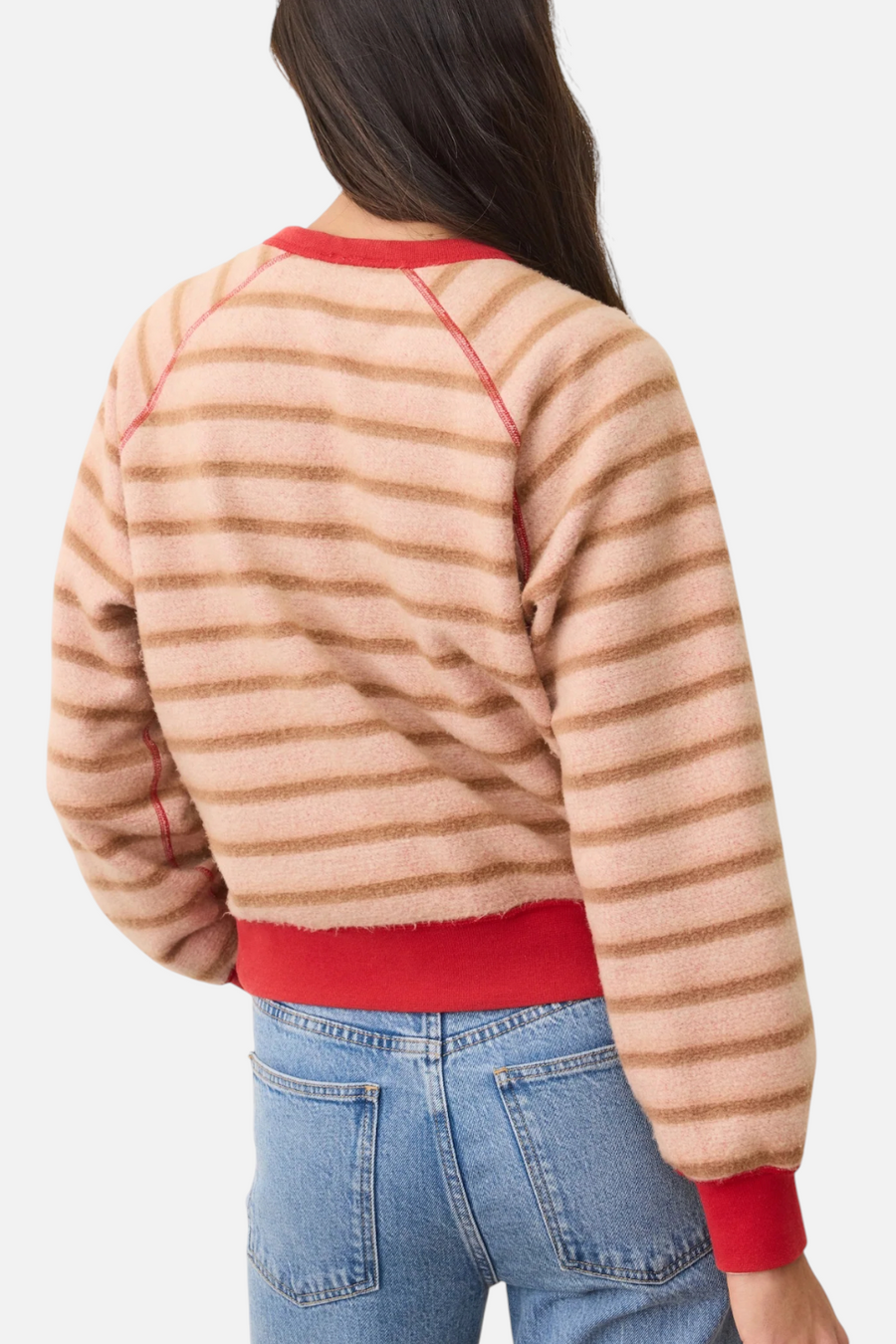 Marine Layer Cloud 9 Fleece Reversible Crewneck in Cherry Red