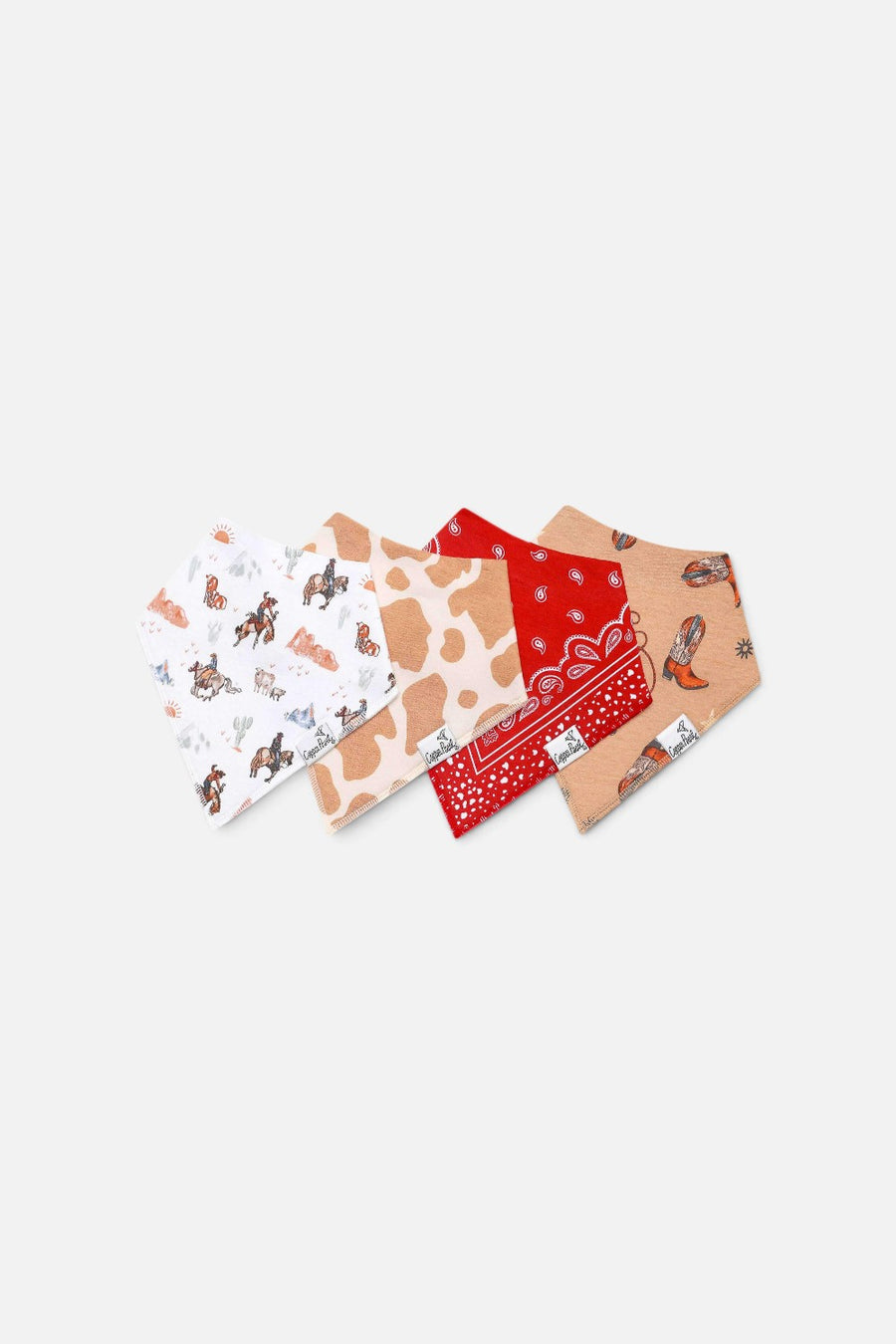 Copper Pearl Boone baby bandana bibs, set of four in a multi-color print.