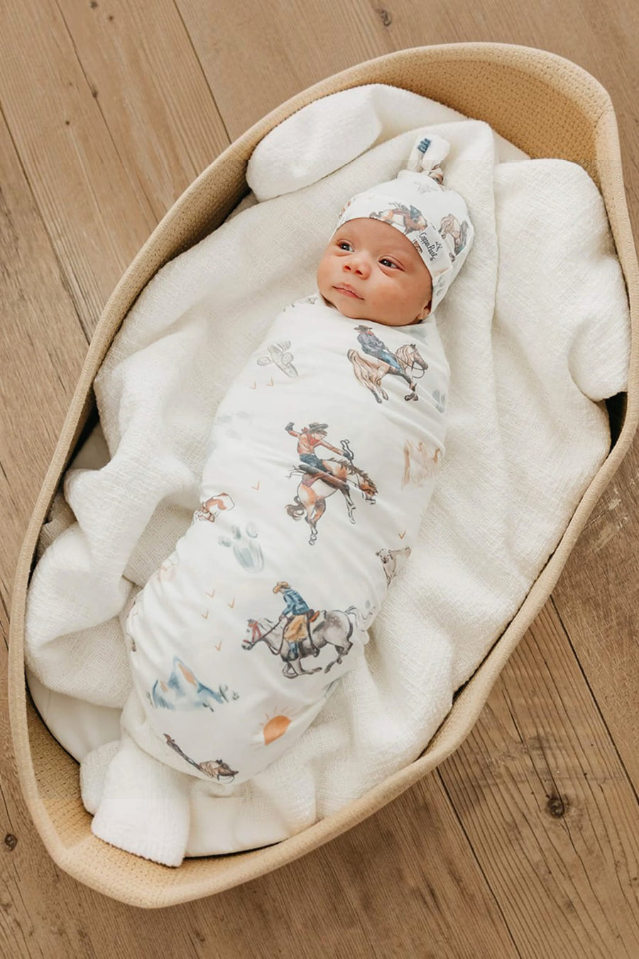 Copper Pearl Boone swaddle blanket, print detail.