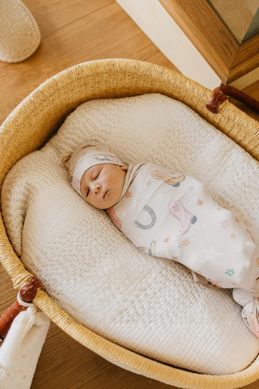 Copper Pearl Cheyenne swaddle blanket, fabric close-up.