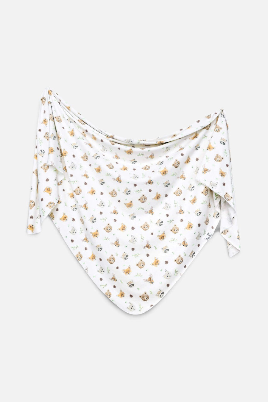 Copper Pearl Wilder swaddle blanket in a multi-color print, spread flat.