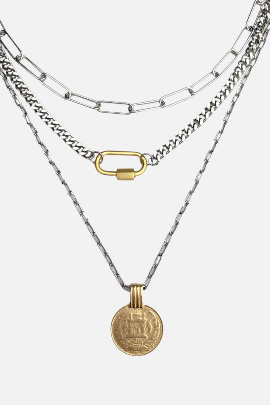 Farrah B Crush 3 Layer Necklace in Mixed Metals