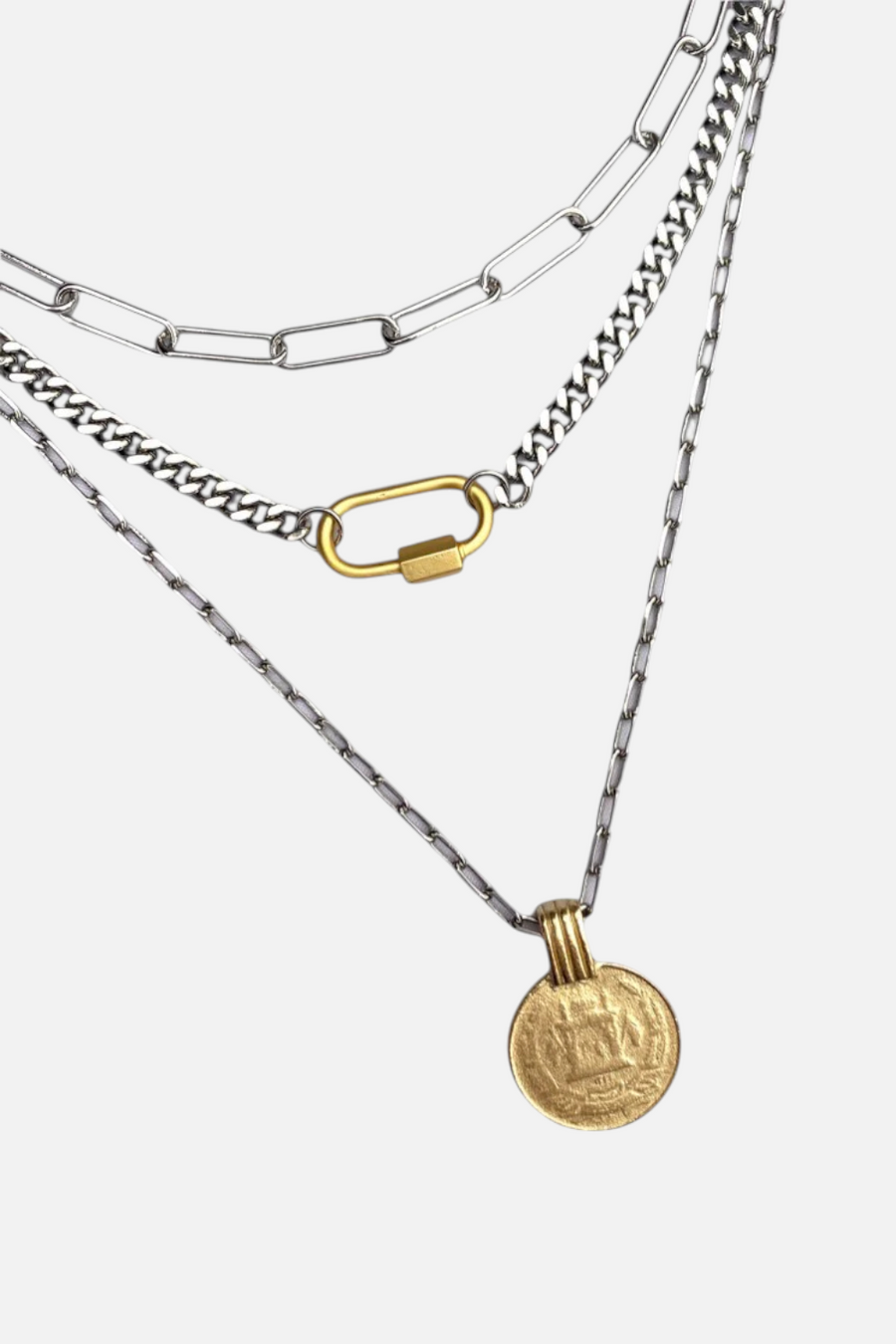 Farrah B Crush 3 Layer Necklace in Mixed Metals