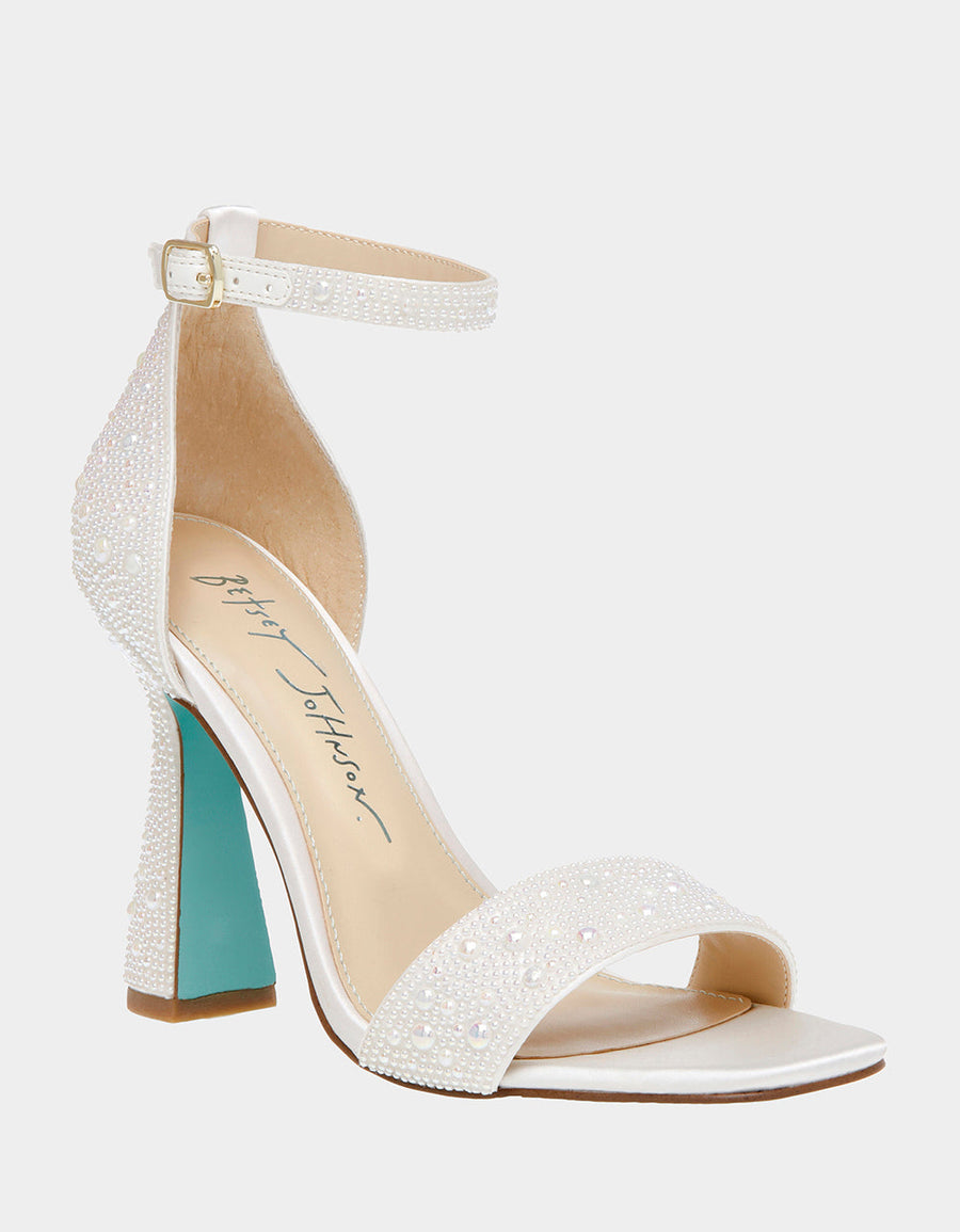 Betsey Johnson Dani Heel Sandal in Ivory Pearl