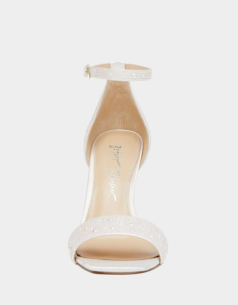 Betsey Johnson Dani Heel Sandal in Ivory Pearl
